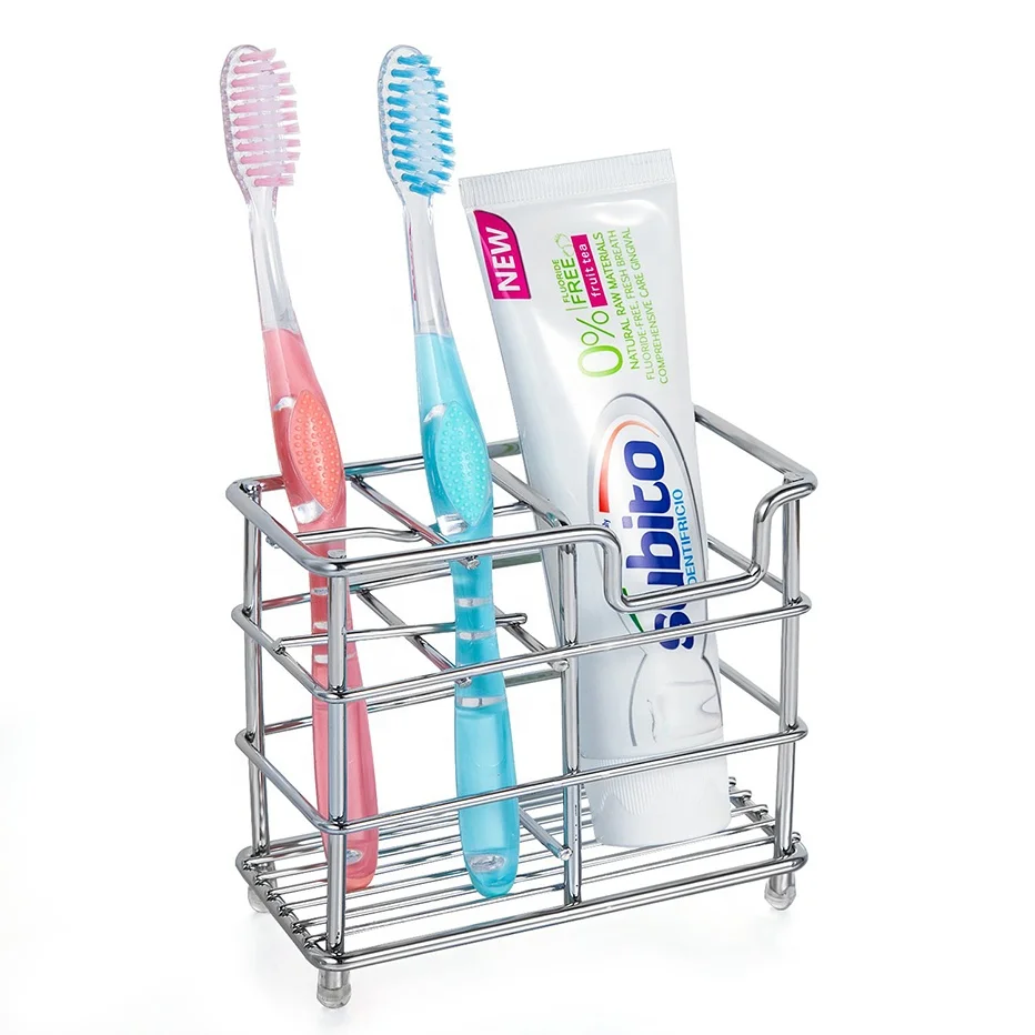 

Amazon Bathroom Toothbrush Holder Toothpaste Shaver Stand Storage Rack Stainless Steel Organizer Box, Silver/black