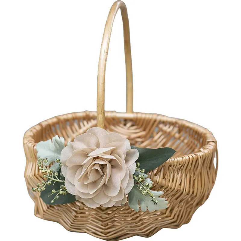 

Handmade Rattan Flower Basket Woven Storage Wedding Garden Decoration basket Woven Wicker For Family use, Brown