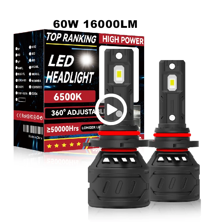 

High Power E5S 9005 Led 60W H4 H13 9004 9007 H7 H11 9005 9006 9012 H1 H3 Car Led Headlight Bulbs