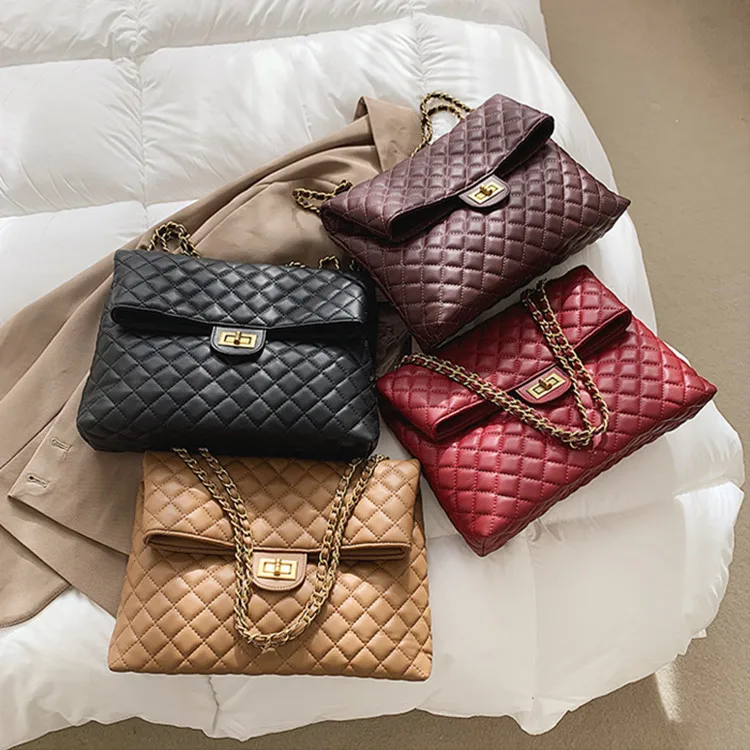 

New Diamond Lattice Large Capacity Women Sling Bag Chain Lady Crossbody Bag Trendy Women Handbags, Customizable