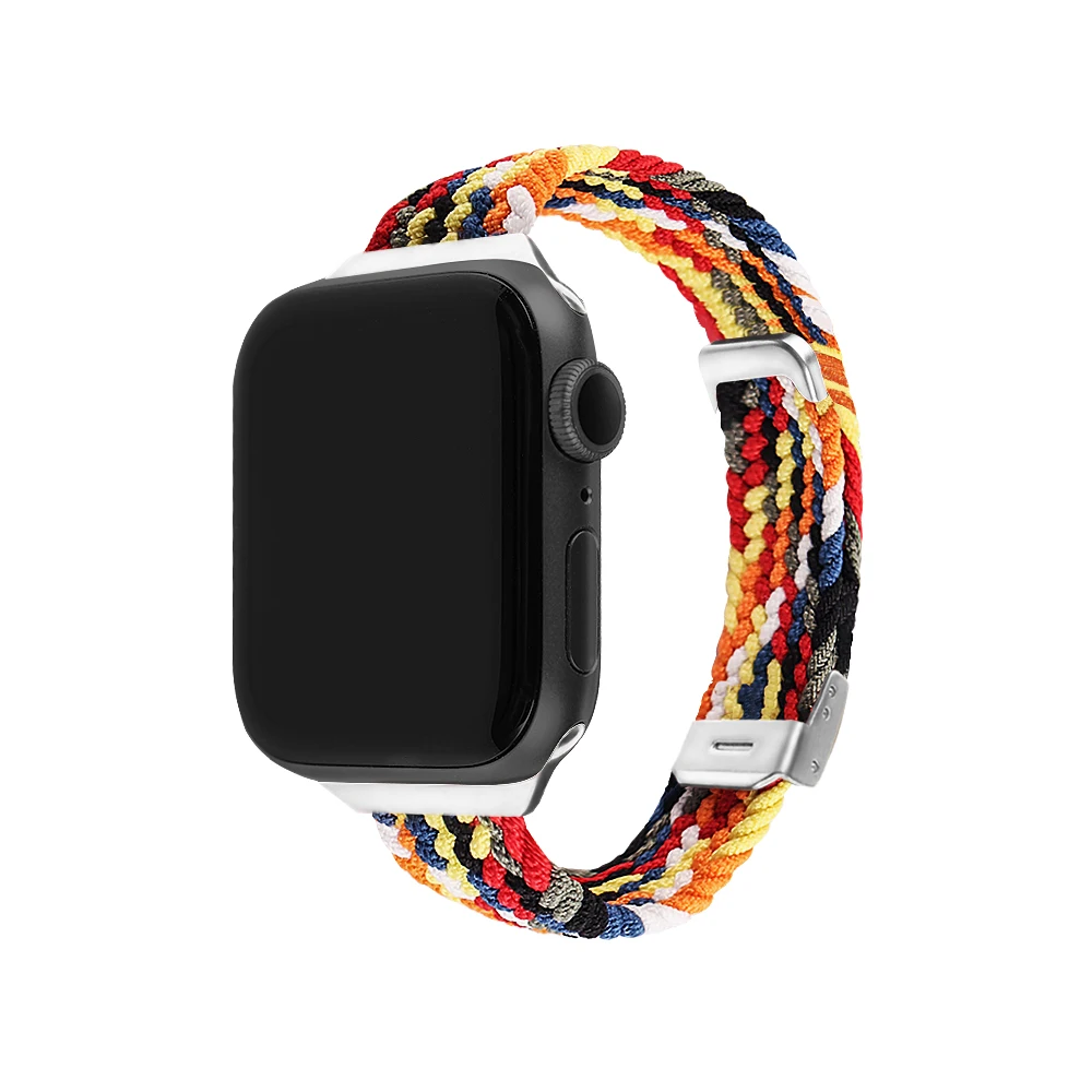 

Slim Stretchy Adjustable Watch Band, Women Elastic Braided Nylon Thin Band Strap with Buckle for Apple Watch