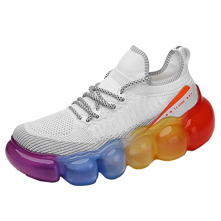 

Top selling sock shoes colorful outsole fashion walking running casual sport shoes woman outdoor sneakers women, White,black