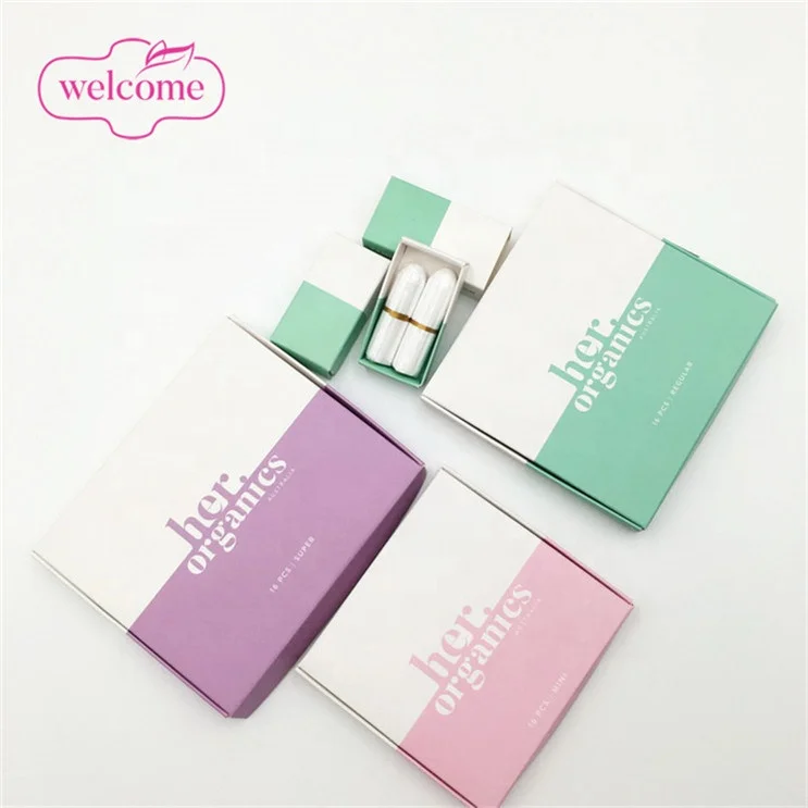 

Disposable Organic Cotton, Recyclable Sugarcane Bio polymer Compact Applicator Customs Printed Tampons