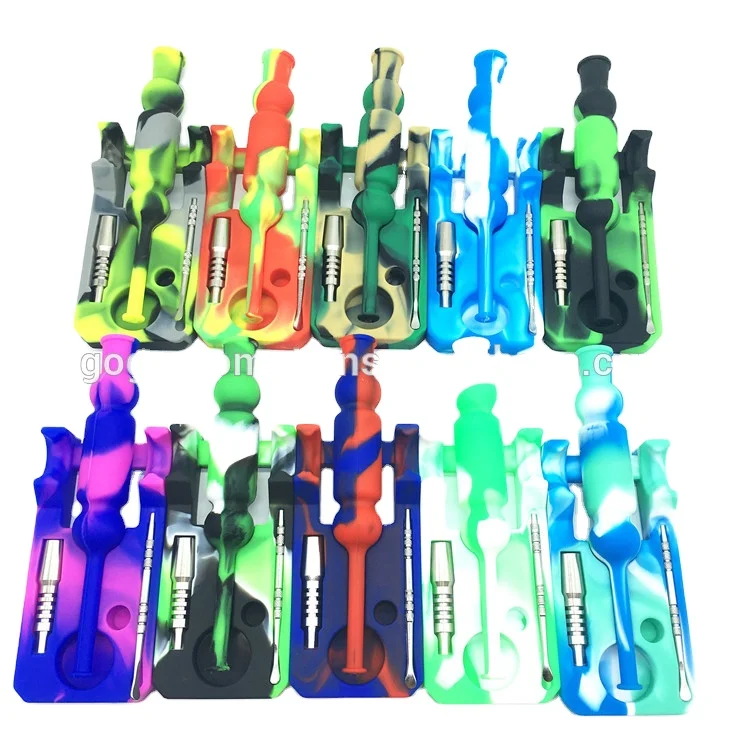 

Wholesale Swirl colors (10 colors in stocks) Silicone smoking pipe collector silicone Nectar for 14mm with titanium nail