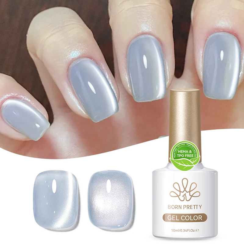 BORN PRETTY Haze Blue Cat Eye Glass Moon Light Magnetic Gel Manufacturer Custom Logo Moonlight Glitter Cat Eyes Nail Gel Polish