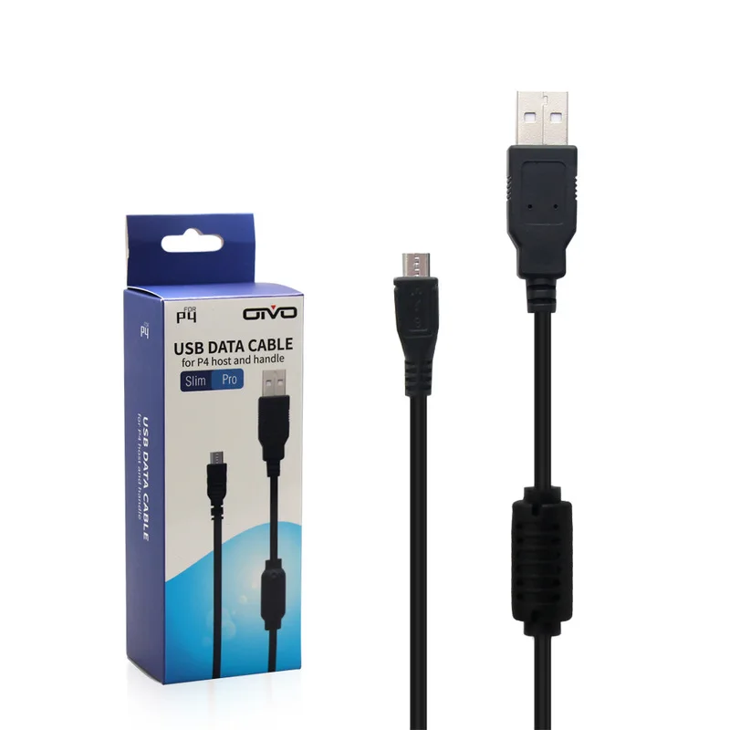 

2 in 1 For Sony PS4 Date Cable Charger For PS4 USB Charging Cable, Black