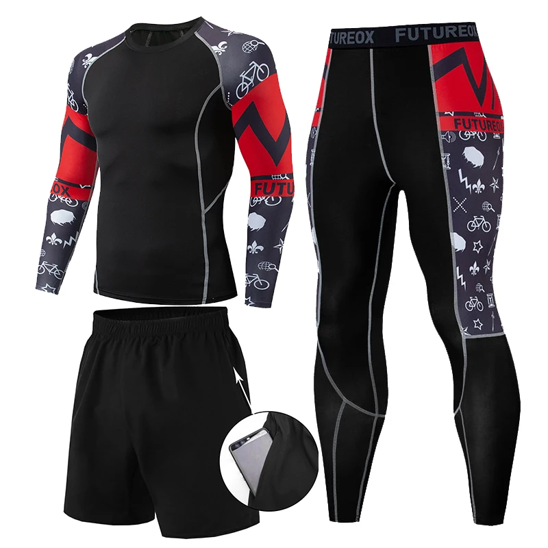 

Sportswear Men New Long Sleeved Quick-dry Fitness Clothes Breathable Running Sports 4pcs Suits