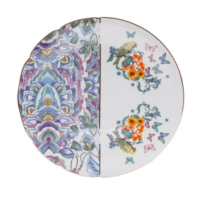

PA27 New Design High Quality Porcelain Plate Ceramic Dinner Plates Dining Round Dish Plate with Gold Rim