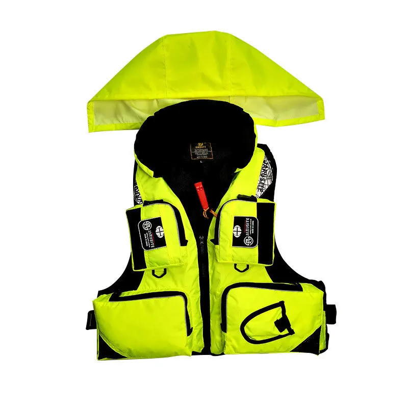 

Factory Price Outdoor Detachable Hat Water Sports Vest Sailing Fishing Life Jackets Hoodie Vest, Red, orange , silver, fluorescent yellow, blue