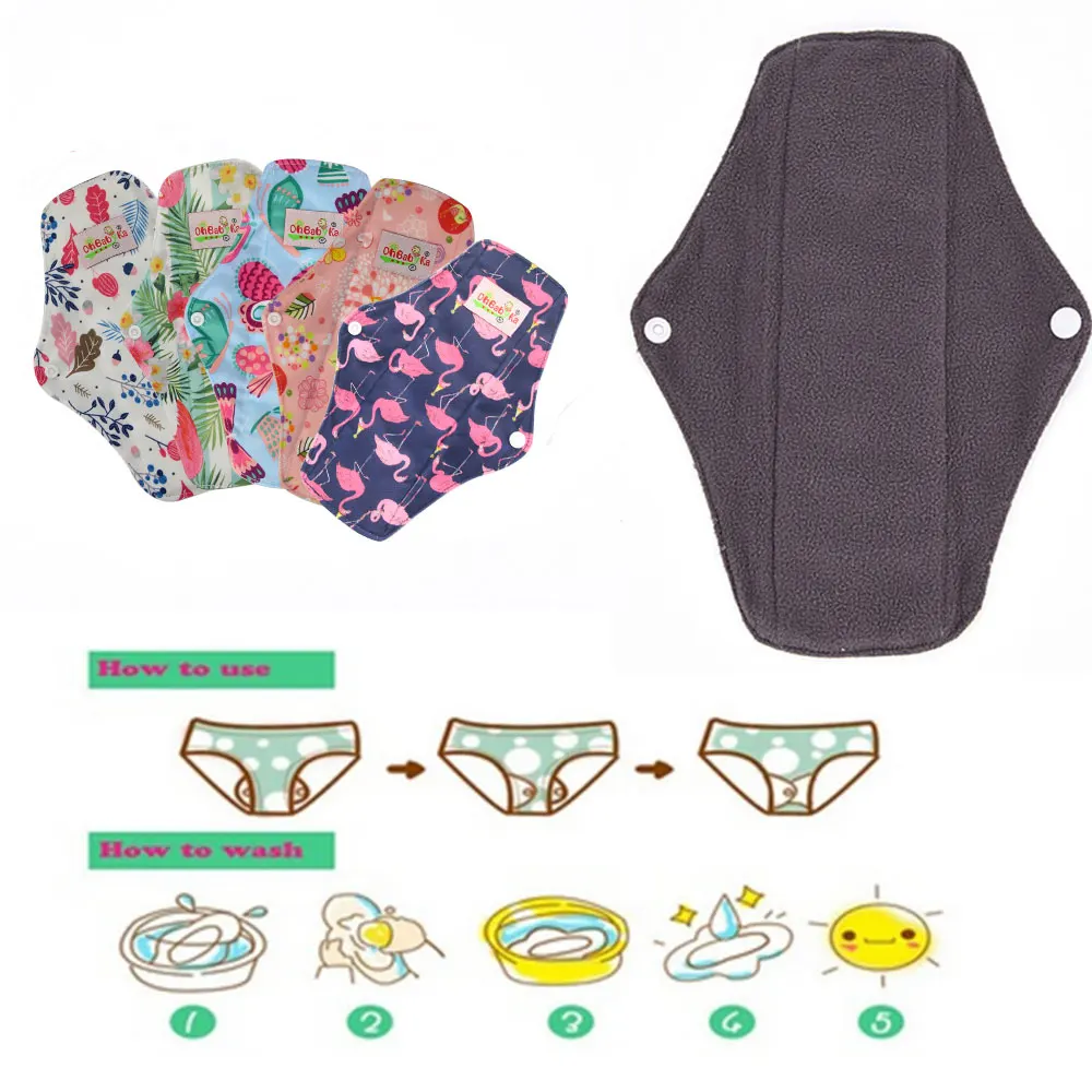 Moderate Reusable Sanitary Pads Washable Women Cloth Menstrual Pads Organic Bamboo Absorbent Cotton Feminine Sanitary Napkins