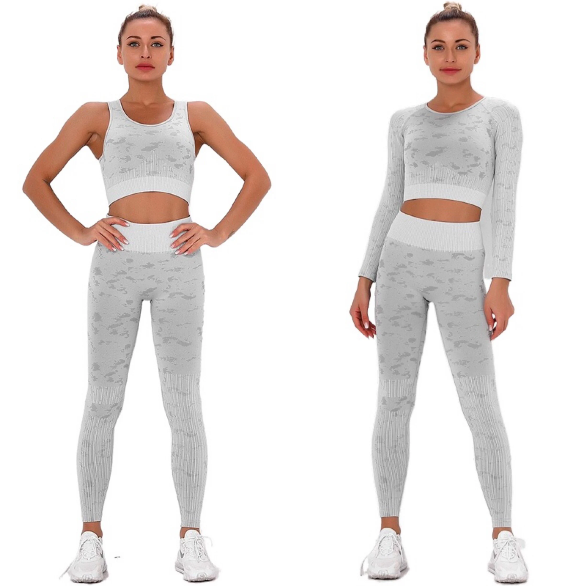 

BBLXF6313 Gray Winter new hot sale seamless women tracksuit high quality yoga wear moisture wicking fitness clothing set