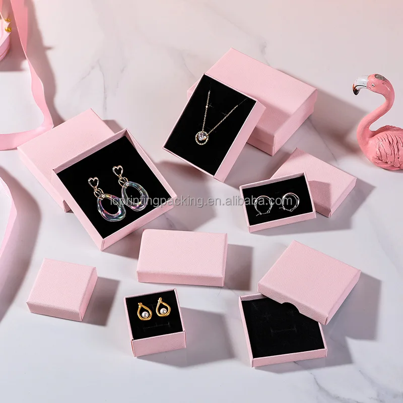 

Cute Pink Paper Thin Jewelry Packaging Box 1.5 cm Thickness For Necklace and Bracelet