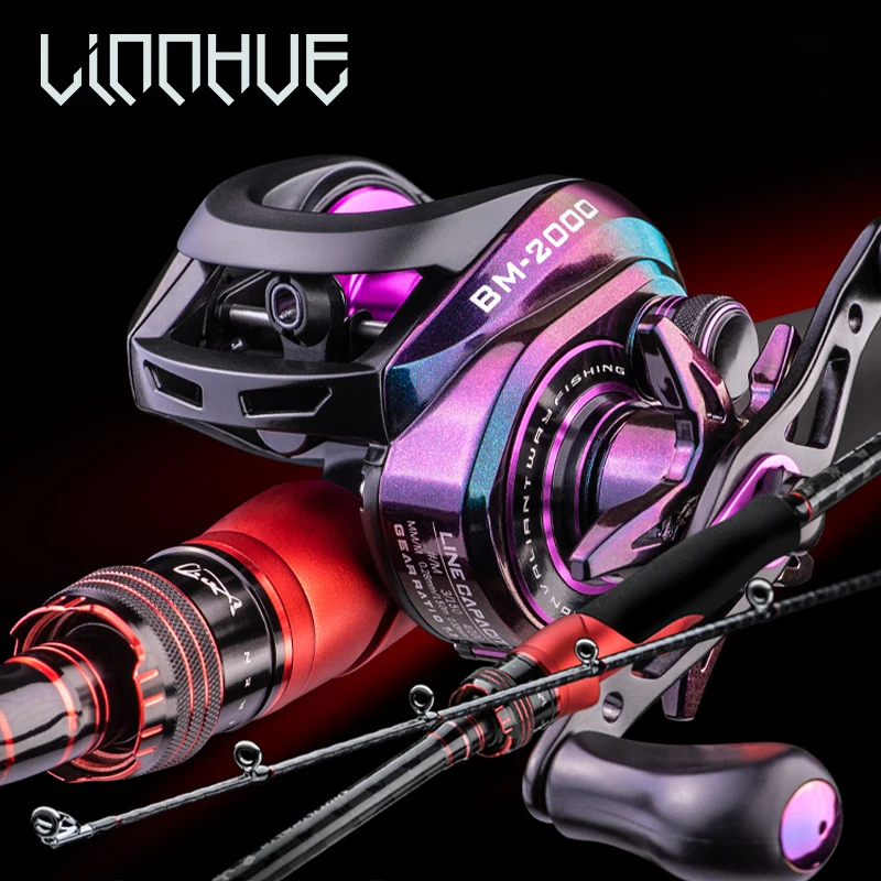 

LINNHUE Fishing Rod 2.1M 2.4M 2 Sections with M/ML 2pcs Rod Tips 116g Lightweight Travel Carbon Fiber Baitcasting Spinning Rod, Black+red