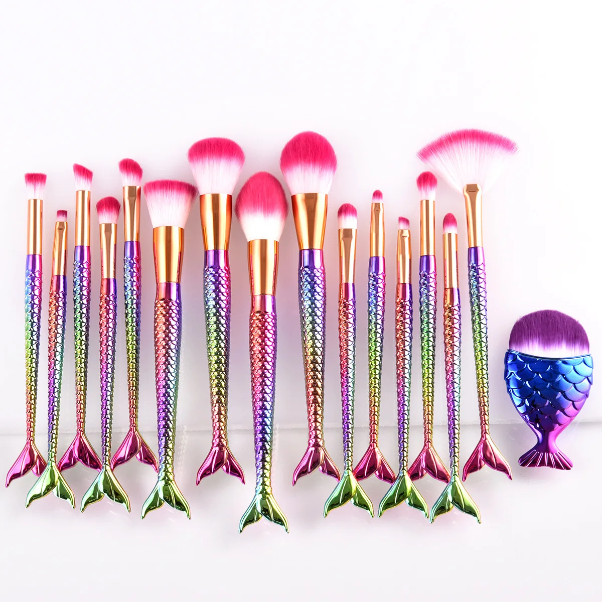 

16pcs 15pcs Shape Mermaid Fish Tail Eye Makeup Make Up Brush Set