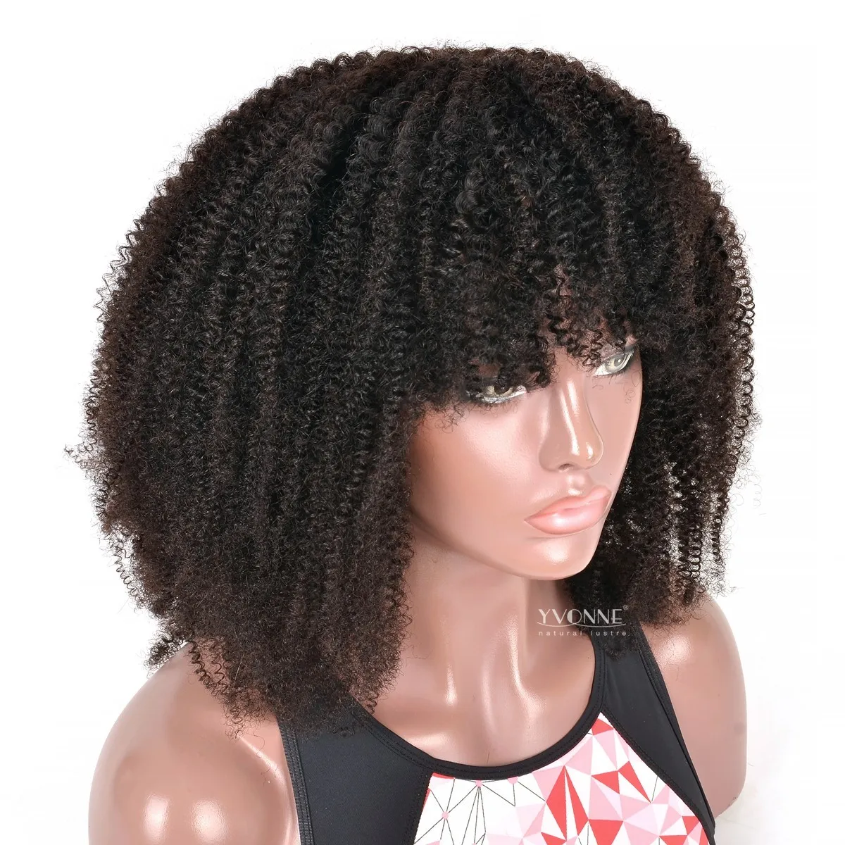 

YVONNE hight quality real braiding hair Kinky coily 20inch human hair Full Machine Made Wigs For Women, Natural color lace wig