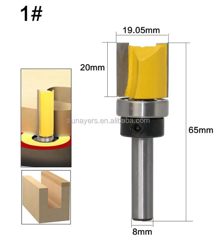 8mm Shank Bearing Flush Trim Pattern Router Bit Woodworking Milling Cutter Tool 