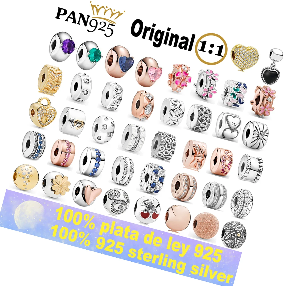 

Jz04 High Quality 925 Sterling Silver Jewelry Suitable for Pandora Bracelet DIY Clip Beads, Wholesale Price Free Shipping, Silver gold copper bronze black