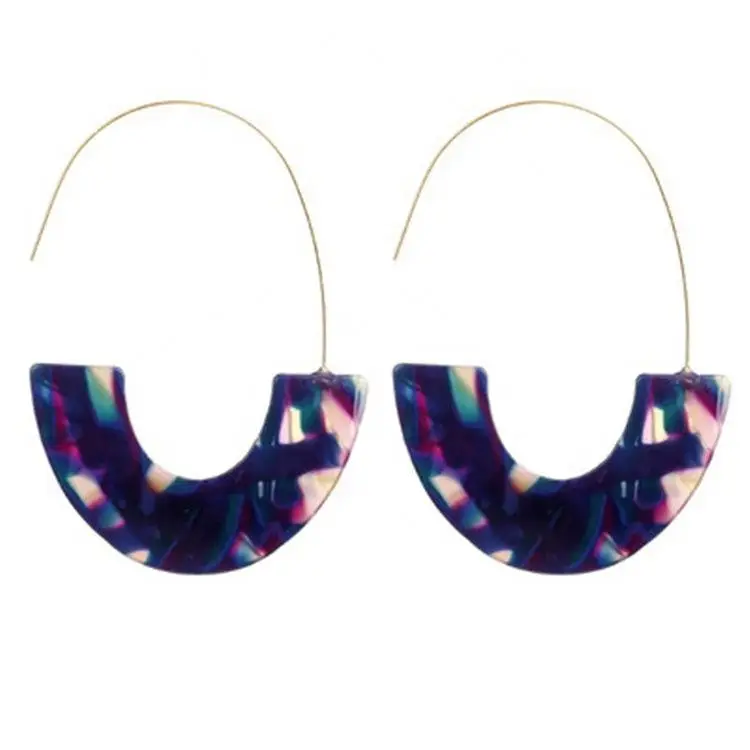 

Women's U-shaped Acrylic Earrings Fashion Personality Geometric Earrings Leopard Print Fashion Earrings, Picture
