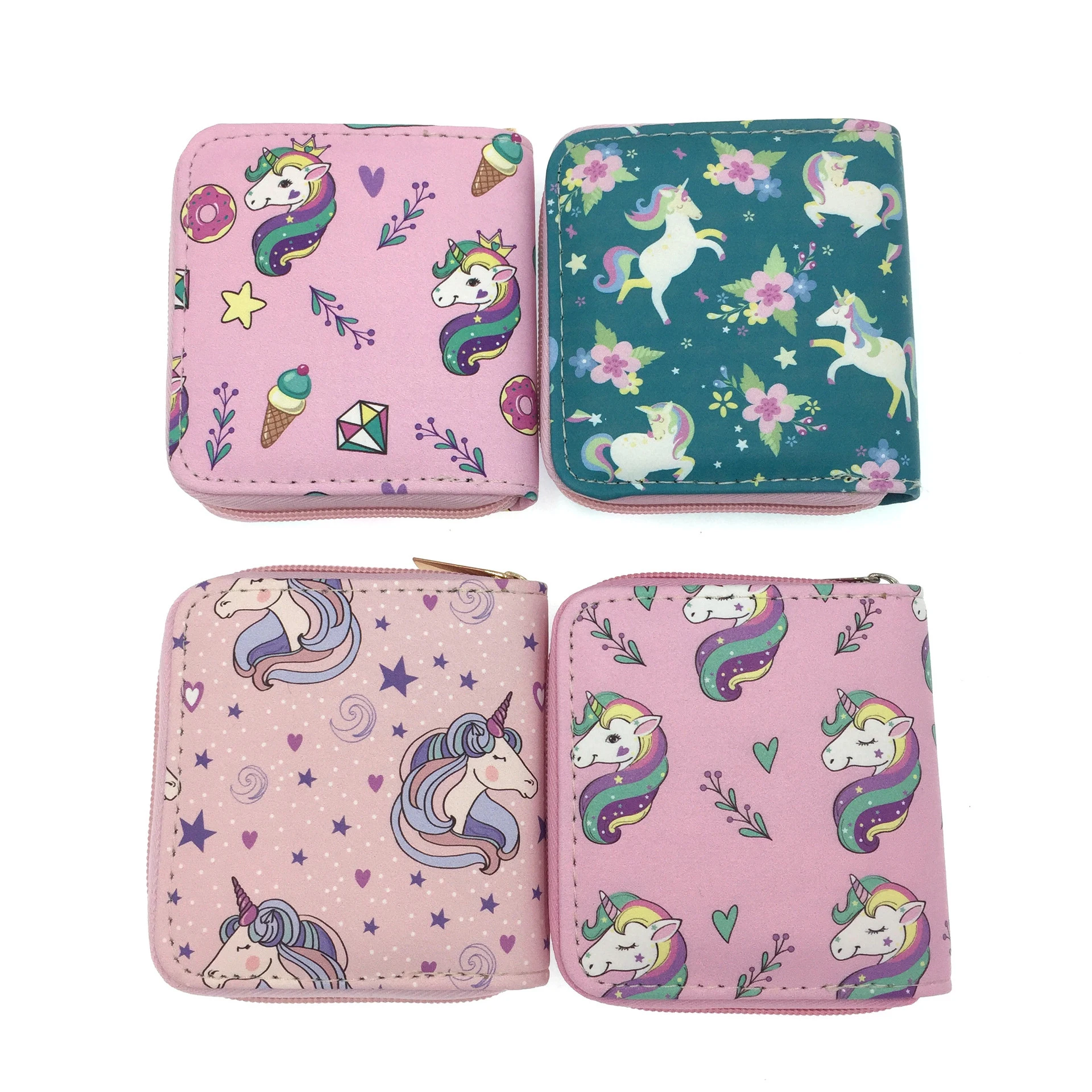 

Cartoon PU Leather Rainbow Unicorn Series Design Mini Kids Purses Small Womens Wallets