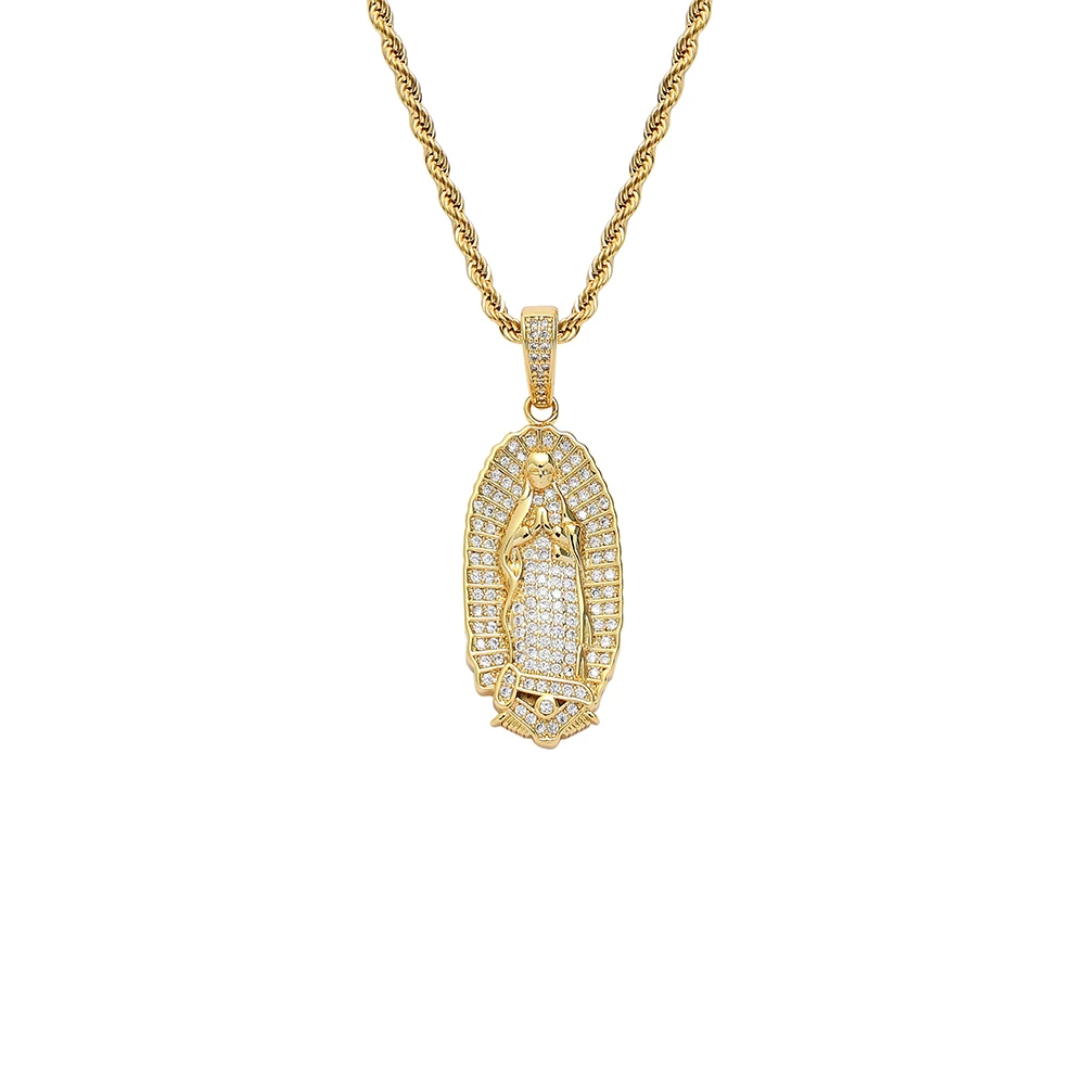 CN347  Brass Setting CZ Pendants Hip Hop Necklace Bling Bling Jewelry