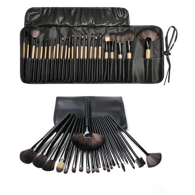 

Beauty Customised 24 Pieces Eco Friendly Fashion Wooden Cosmetics Makeup Brushes Set, Black/wooden/pink