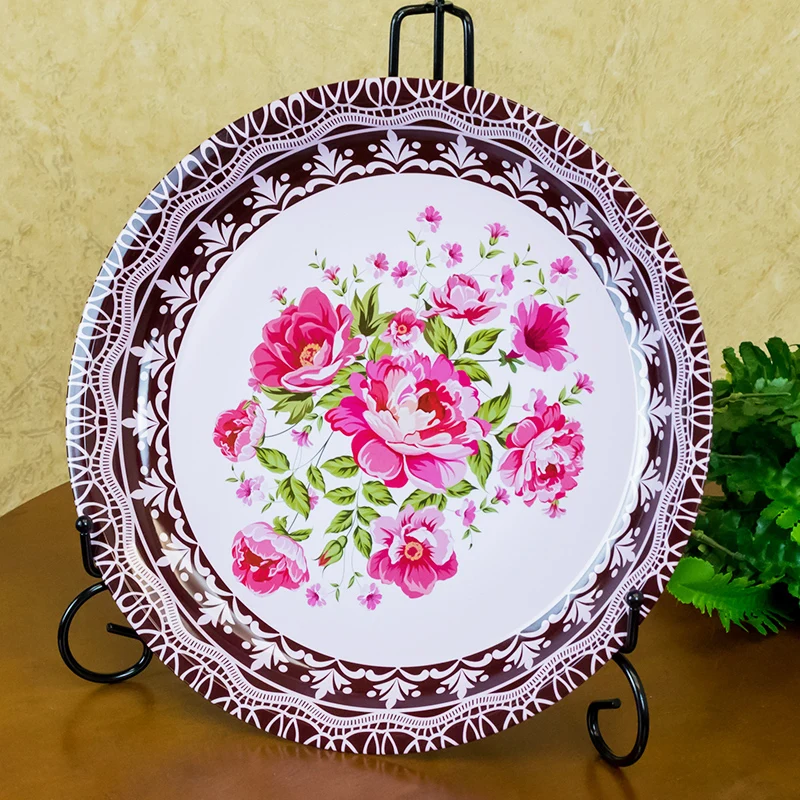 

26CM Round Metal Tray Antique Serving Decorative Metal Tray Round Bar Serving Tin Beer Tray