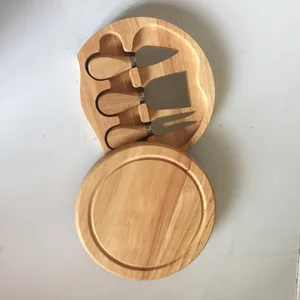 Image of Wood Cheese Board and 3 Piece Cheese Tool Set