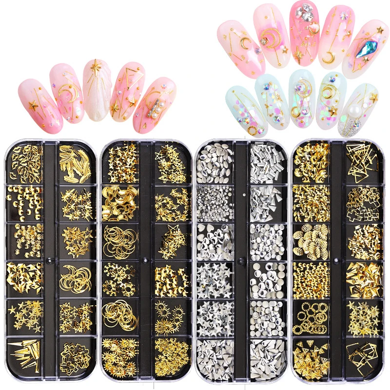 

High Quality 39 Options  size Resin Metal Mix Rhinestone Stone Decoration Design Flatback Nail Art