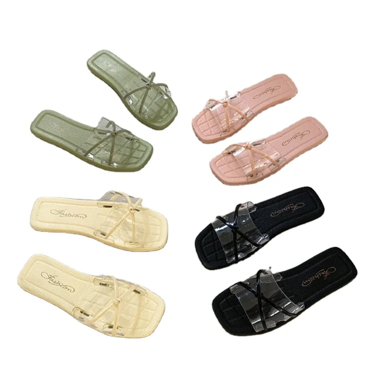 

2021 New Arrivals Summer Korean Fish Mouth Bohemia Strap Ladies Rhinestone Ruffle Flip Flops Flat Sandals Shoes Women's Sandals