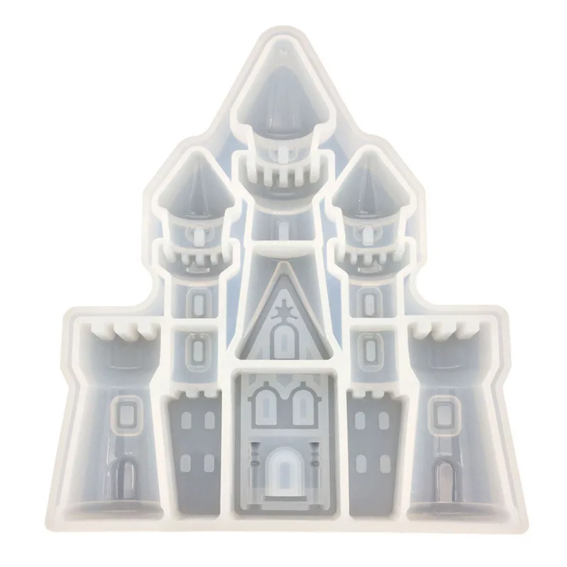 

Ready To Ship Castle With Details Shiny Silicone Keychain Mold For Epoxy Resin Art Craft Making Handmade Ornament Mould, Customized colors