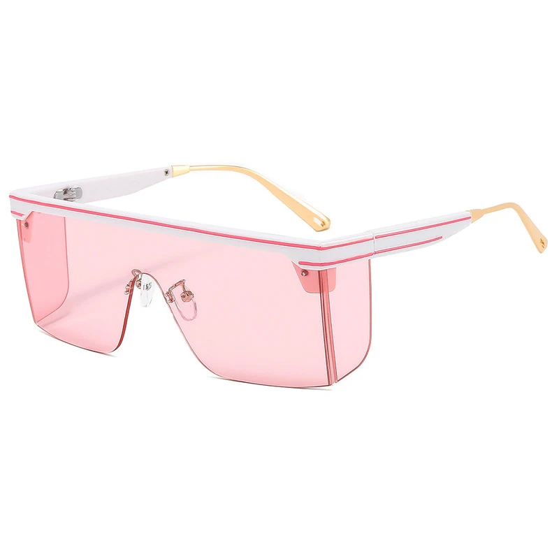 

Oversized square frameless 2022 custom new fashion designer metal sunglasses men's retro women's one-piece lens sunglasses, Picture