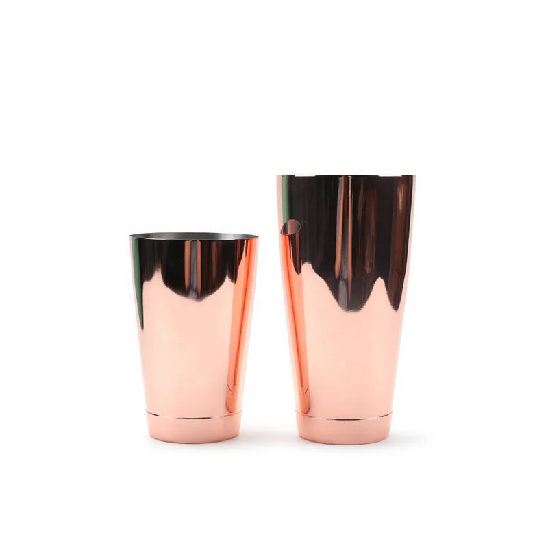 

Stainless Steel 550ML 850ML Copper Cocktail Shaker Set Of 2 For Bar, Rose gold