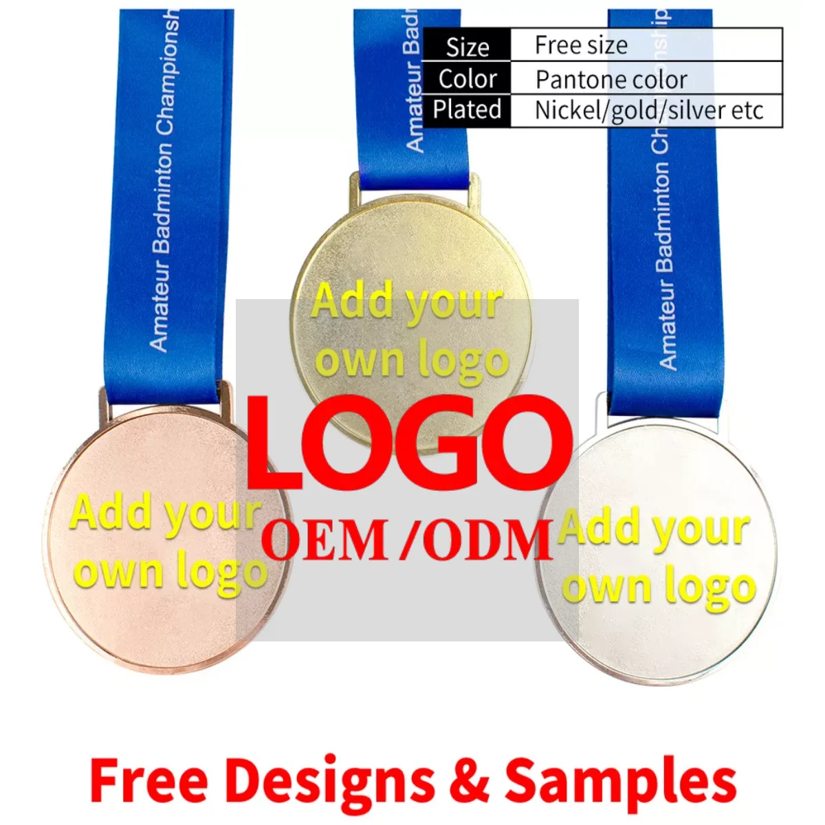 50 x Bulk Buy Rainbow Metal Medal Design with Rainbow Ribbon WOW 