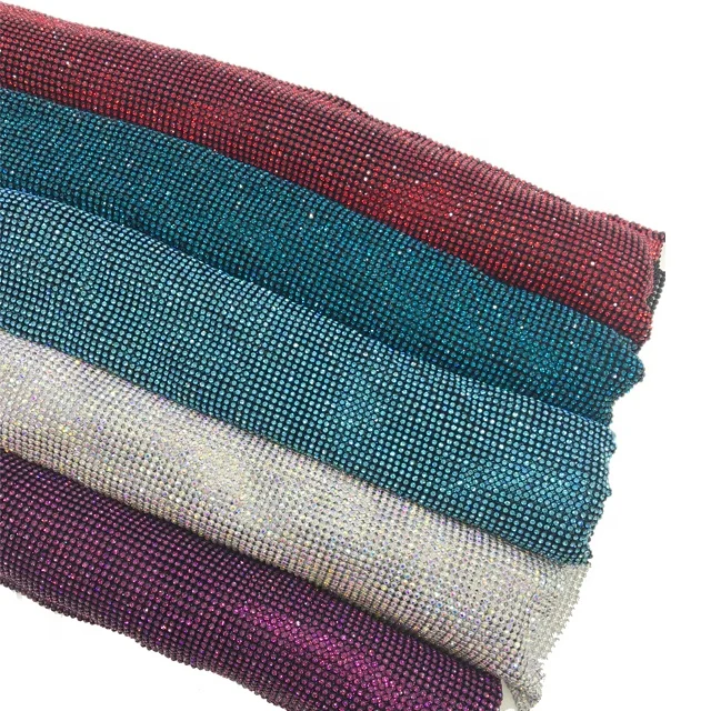 
120*45cm no glue Aluminum setting SS8 crystal mesh sheet rhinestone mesh trimming for garment shoes bags etc 