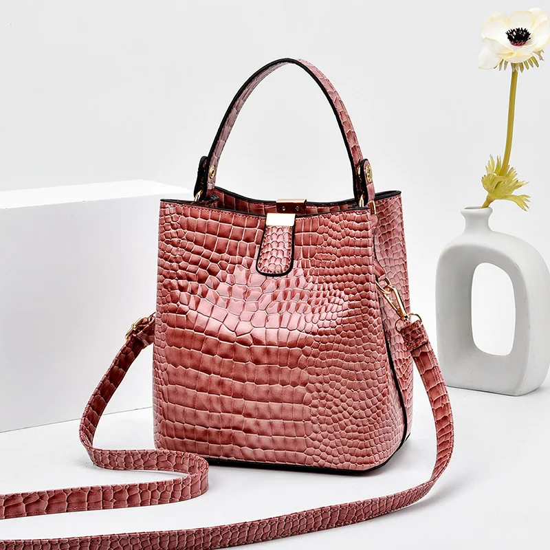 

Fashion PU leather custom women tote bag hign quality ladies shoulder hand bag crocodile pattern handbag, 7colors