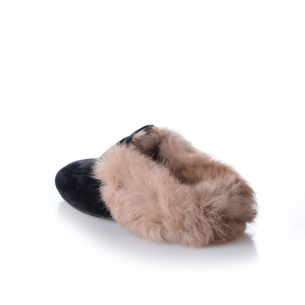 
Closed Toe Mules Shoes Women 2020 Slippers Fur Mules Leather Winter Backless Loafers Ladies Low Heel Mules 