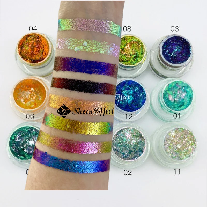 

Eye shadow cosmetics makeup sets highend chameleon Multi chrome flakes cream chameleon gel eyeshadow