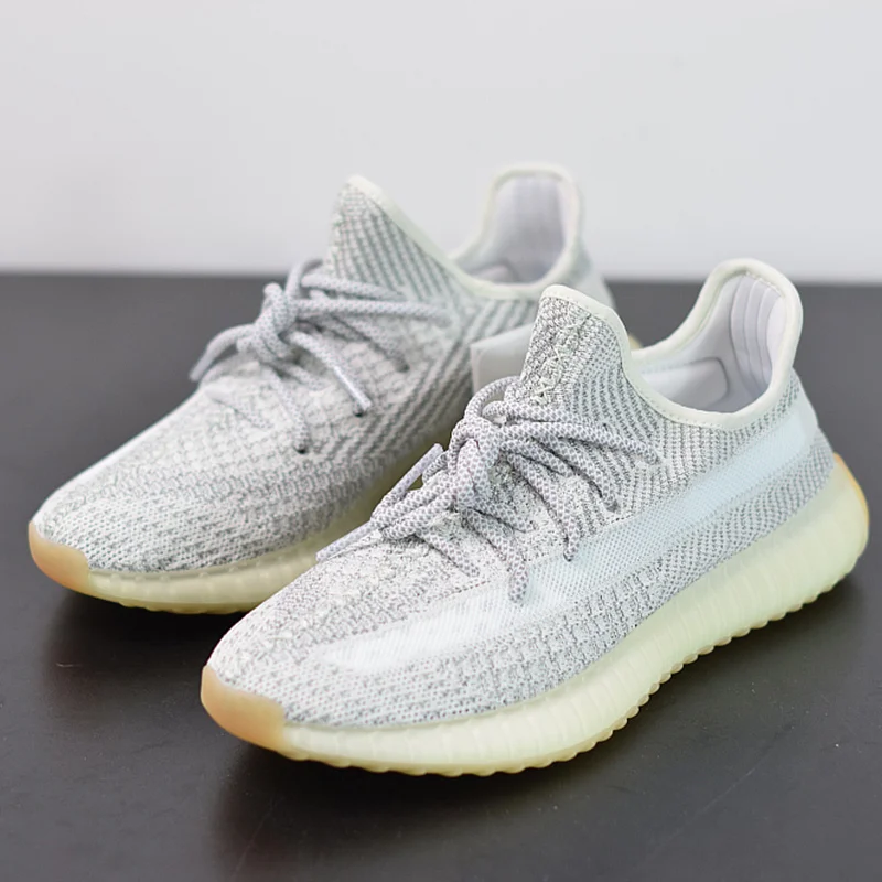 

Wholesales yeezys 350 V2 Grey white side reflective star durable translucent sole top quality unisex sports casual sneakers