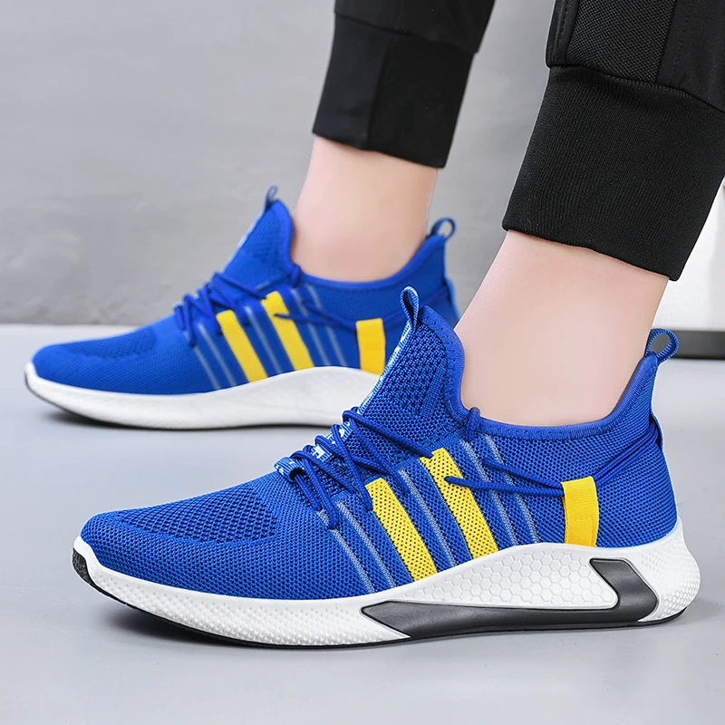 

2816 Knit Lace Up Gym Athletic Running Shoes Sport Men Sneaker Shoes Casual, Black