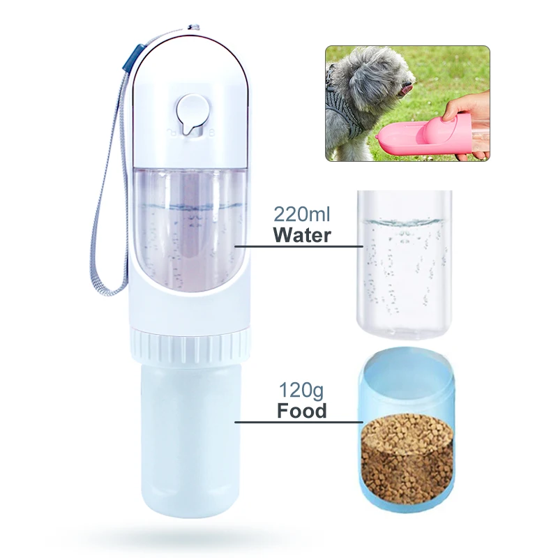 

Dog Feeder 2 in 1 Water and Food Outdoor Dog Water Bottle Pet Bowls Travel Food Cup for Cats and Dogs, Sky blue, sakura pink, milk white