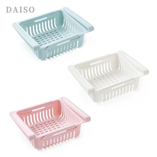 

1PC Adjustable Stretchable Fridge Organizer Drawer Basket Refrigerator Pull-out Drawers Fresh Spacer Layer Storage Rack Hot, White/blue/pink