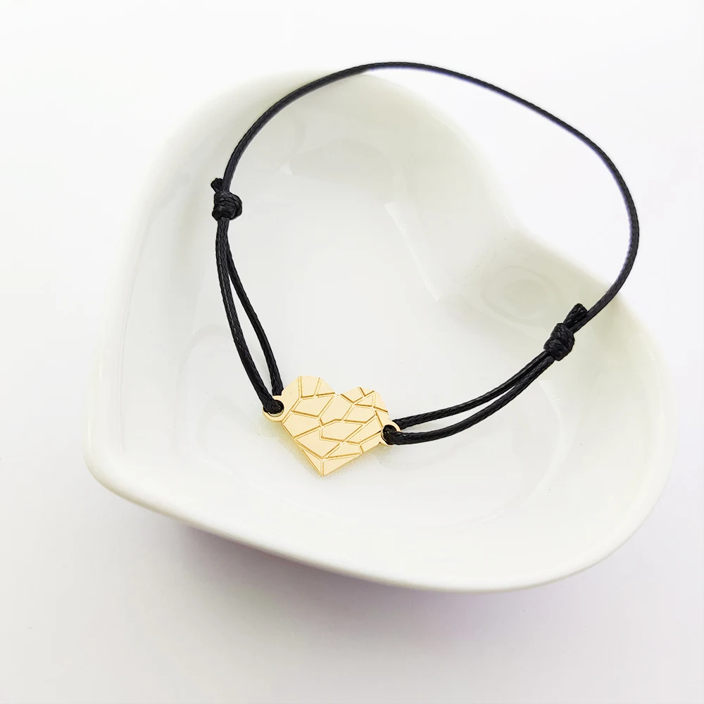 Handmade Jewelry Heart Bracelet Womens Accessories String Bracelet Charms Bijoux Plaqu or 18K