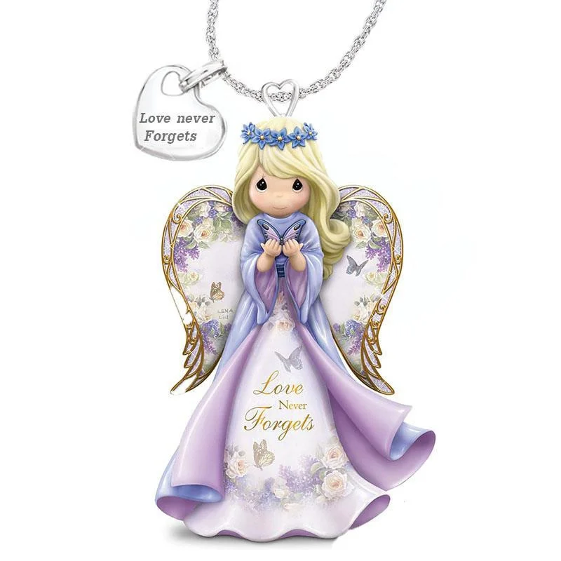 

European and American custom cute fashion angel heart pendant girl necklace party birthday gift