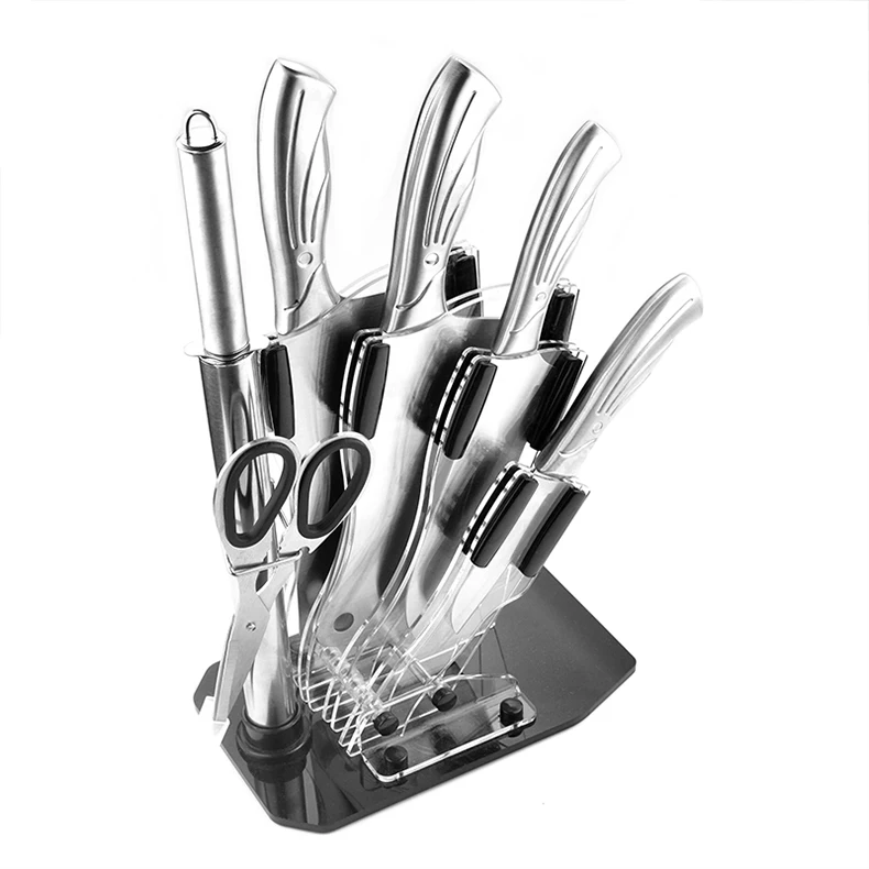 

Best Quality Supply Stainless Steel black 7pcs knife set, Silver