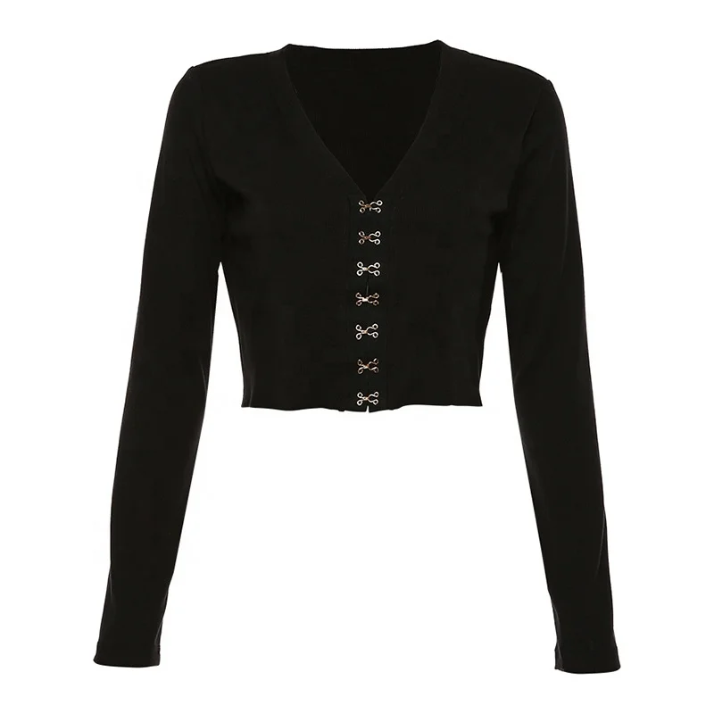

B24037A Autumn hot sell new women's T-shirt Slim V-neck long-sleeved blouse
