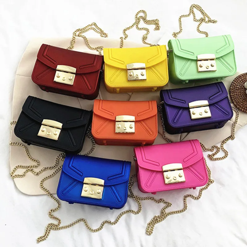

Osgoodway 2020 new matte frosted single shoulder crossbody small square bag candy color jelly bag chain bag, 8 colors