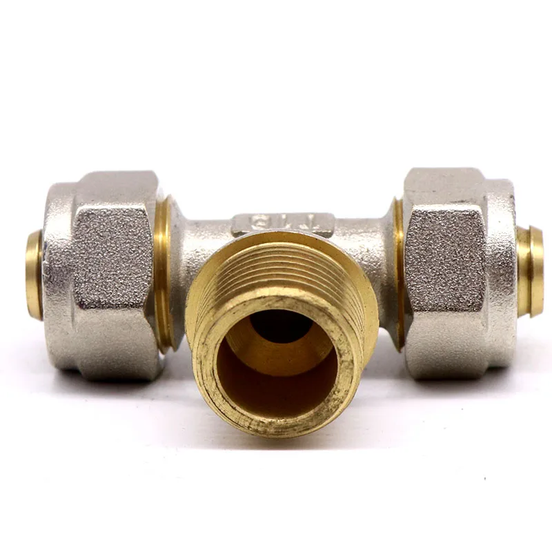 
T606 male thread tee Pex Al Pex brass Pipe fittings for pipe connection 