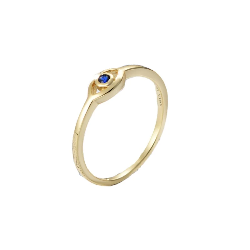 

Fashion Blue Eye Rings Gold Plated Tazanite Color CZ Stone Rings 925 Sterling Silver Eye Ring For Women Gift