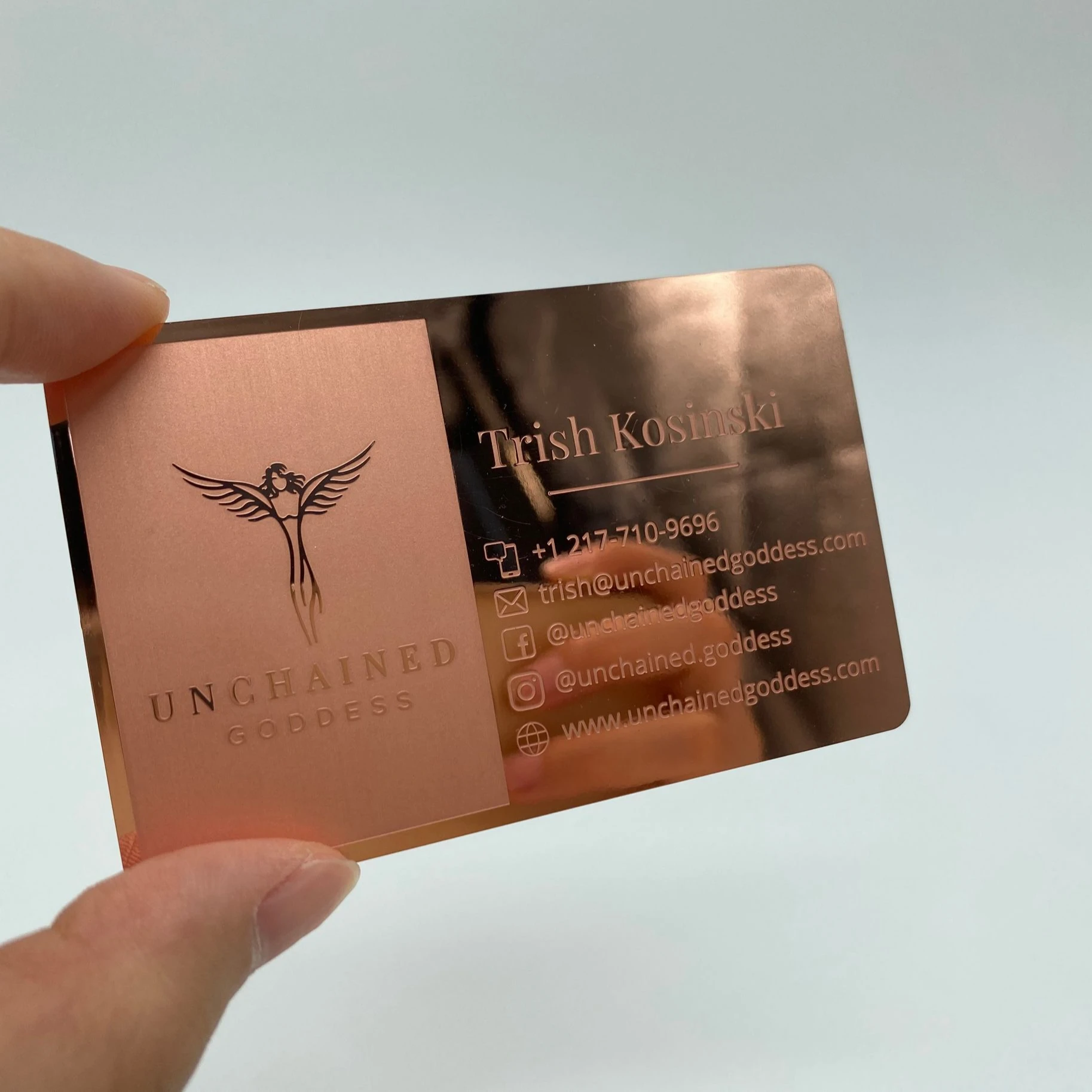 

DU rose gold mirror stainless steel business metal cards, Cmyk color or pantone color