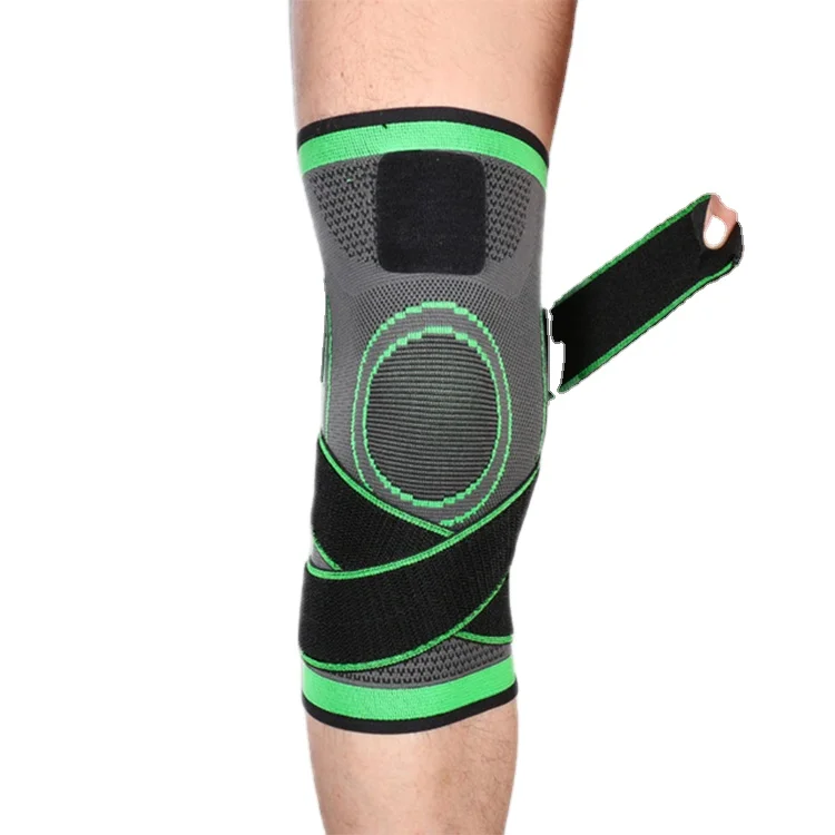 

heavy duty medical protective gear military leather custom volleyball motorbike yoga barbell mens breathable joint support knee, Black and green